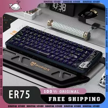 PIIFOX ER75 Магнитная клавиатура с переключателем Механические беспроводные клавиатуры 3 режима Алюминиевый сплав 82 клавиши Горячая замена Fps Valorant Gamer Keybo