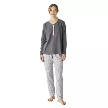 JJBEP1801 Женская хлопковая пижама с длинными рукавами L серый