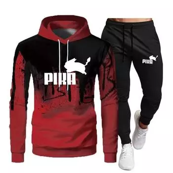 PIKA модная толстовка с принтом женская осенне-зимняя толстовка с капюшоном костюм брюки повседневный спортивный костюм спортивная одежда толстовка S
