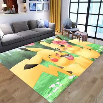 Pikachu Pokmon Cartoon Children S Crystal Fleece Printed Floor Mat Absorbent Slide Mat 40X60cm upgrade encryption