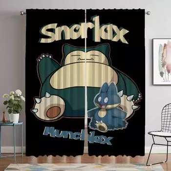 Pikachus Curtains for Living Room Curtain Kitchen Curtains 2 Pieces Halloween Decoration Shades Tulle for Bedroom Partition Home W50xH70cmx2pcs-CL