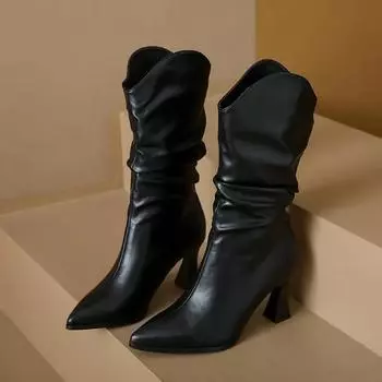 Пикантные зимние женские высокие сапоги, модные высокие сапоги на шпильке с острым носком, женские элегантные сапоги до колена, Botas De Mujer 35 хаки