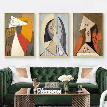 Пикассо Абстрактные Геометрические Фигуры Плакаты Цветные Блоки Печать На Холсте Настенные Картины Для Гостиной Эстетическое Украшение Дома 21x30cm No Framed