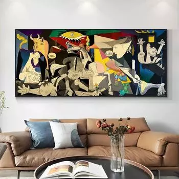 Пикассо Герника Художественные картины Печать на холсте Знаменитые произведения искусства Пикассо Репродукции Настенные художественные картины для украшения дома Без рамки 20*40cm