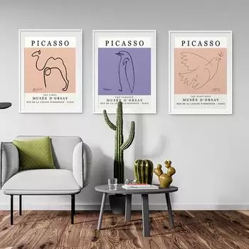 Пикассо Голубь мира, рисование линий, классический художественный постер и принт, холст, картина, настенные панно для гостиной, современный домашний декор 21cm30cm NoFrame