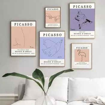 Пикассо Искусство Абстрактные Линии Рисунок Плакат Печать На Холсте Знаменитая Живопись Современные Декоративные Настенные Панно для Гостиной Галерея 21cm30cm NoFrame