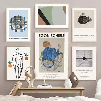 Пикассо Матисс Эгон Шиле Обнаженная рыба винтажные постеры и принты настенная живопись на холсте для гостиной декоративные картины A4 21X30cm No Framed