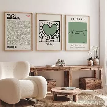 Пикассо Матисс Кит Яёи Кусама настенная живопись на холсте плакаты на скандинавскую тему и принты эстетическая картина украшение гостиной 21x30cm No Frame