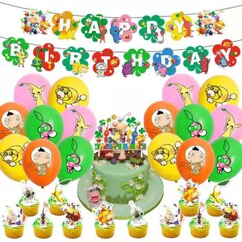 Pikmin Товары для вечеринок Видеоигра на день рождения включает в себя баннер и воздушные шары для торта
