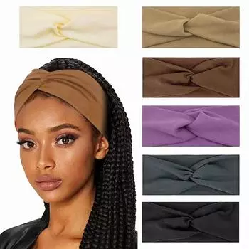 Пилатес Эластичные повязки для волос Йога Повязка на голову Бег Велоспорт Повязка на голову Тюрбан Макияж Обруч для волос Макияж Головная повязка для женщин чёрный