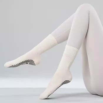 Pilates Socks Knee Socks Indoor Yoga Socks Non Slip Fitness Room Socks Adult Yoga Socks Children Non Slip Professional Women Ivory White