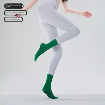 Pilates Socks Yoga Socks Non Slip Professional Women s Summer Indoor 2025 New Arrival Fitness Stress Sports Boat Socks [1 double Non Slip grip] flat round head_Oil Green