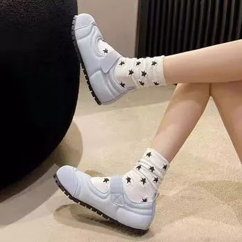 Pile Up Socks Summer Star Cotton Socks Elastic Y2k Mid Tube Star Socks Fashion Streetwear серый