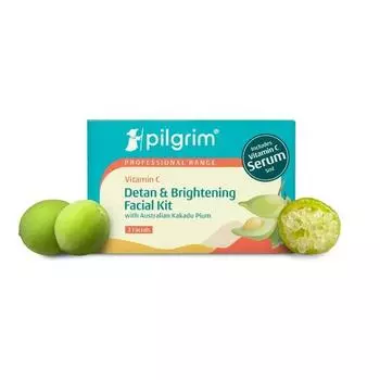 Pilgrim Vitamin C Detan & Brightening Facial Kit | Уменьшает загар, разглаживает кожу | Набор для лица для сияющей кожи, 5 мл | Все типы кожи |