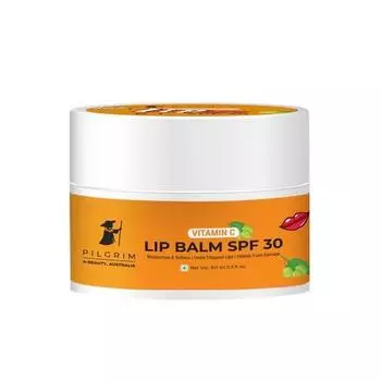 Pilgrim Vitamin C Lip Balm SPF 30 с австралийской сливой какаду | Бальзам для губ SPF 30 для женщин и мужчин | Бальзам для губ для гладких мягких губ, успокаивающий | 9 г