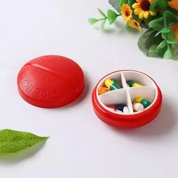 Футляр для таблеток с крышкой, 4 сетки, пыленепроницаемый пластиковый уличный переносной контейнер для таблеток, дорожный контейнер розы красного