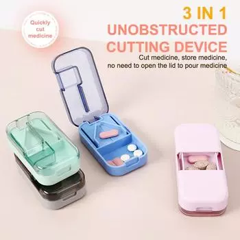 Pill Cutter And Splitter With Dispenser Easy Cut Pills For Tablet Vitamin And Big Medicine Clean Split Tablets зелёный