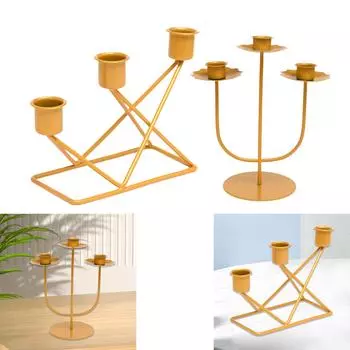 Pillar Candle Holders Retro with Base Metal Candelabra Candlestick Holder for Pillar Candles Party Living Room Home Desktop