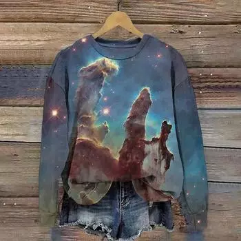 Pillar Of Creation Art Print Crew Neck Sweatshirt 3D Printed Women Casual Pullover S