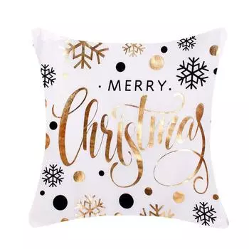 Pillow Christmas Case Glitter Cotton Linen Sofa Throw Cushion Cover Home Decor Style1-A