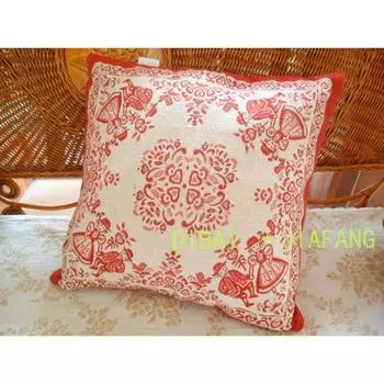 Pillow Cushion Sofa Backrest Cushion Fabric Thickened Old Coarse Cloth Office Cushion Car Cushion Bed Pillows Leather Red 45*45cm (pillow case)