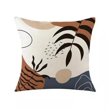 Pillow Linen Pillow Case ins Morandi Plant Print Pillow Case Home Decoration Festival Fabric Cushion Bedside Backrest Does Not Include Pillow Core 45*45cm