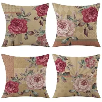 Подушка Ретро Цветок Прикроватная Подушка Диван Гостиная Подушка Квадратный Печатный Чехол Подушки Не Включает Сердцевину Подушки 45*45cm