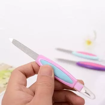 Пилочка для ногтей с двойной головкой, многофункциональная 2 в 1, салонный буфер из нержавеющей стали, омертвевшая кожа, полировщик, инструмент для маникюра