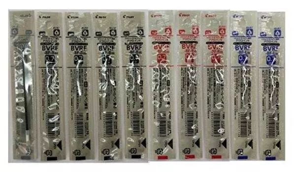 Pilot ballpoint pen refill fine point 5 3 2 blue set oil-based 0.7mm black, red, BVRF-8F-B/R/L 10-piece