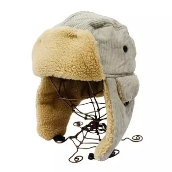 Pilot Cap with Earmuffs Free Hat Flight Cap Cap Corduroy Earmuffs with Ears for Cold Protection [Keys] Men s [Gray/Size (59cm)] (KSH354) серый