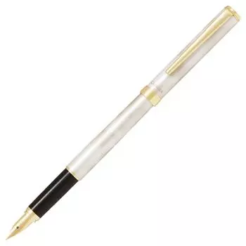 Pilot Fountain Pen Cavalier, Marble Body, Fine Nib, Gold&White (FCAN-5SR-GDW-F)