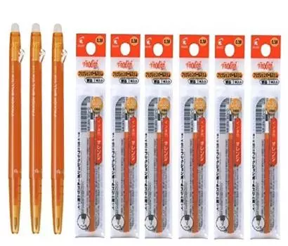 Pilot Frixion Ball Slim 038 выдвижная стираемая гелевая ручка Extra Fine Orange 3 6 сменных стержней Value Set Pen, 0,38 мм чернила, ручки, оранжевый
