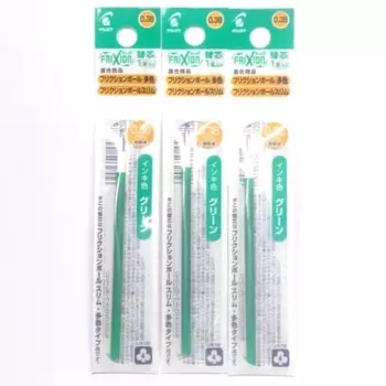 Pilot Frixion Ball Slim 0,38 мм стержень с зелеными чернилами (LFBTRF12UF-G) 3 упаковки/Всего 3 бутылки (Япония импорт) Комаину-Доу в оригинальной упаковке