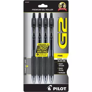 Pilot G2 выдвижная ручка-роллер премиум-класса с гелевыми чернилами, 4 шт. в упаковке чёрный