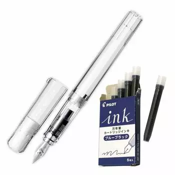 Pilot Kakuno Fine Nib перьевая ручка корпус перьевая ручка чернильный картридж 5 шт синий черный Kadono Value набор нецветной синий
