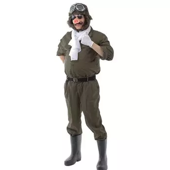 Косплей Пилота-Свиньи Хэллоуин Забавный Набор Шарфа Пилота-Свиньи [monoii] Костюм, Костюм, Комбинезон, Комбинезон, Нос, Усы, Шляпа, Очки, (d799)