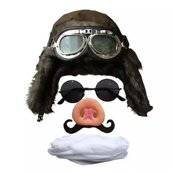 Пилот-свинья косплей костюм пилота на Хэллоуин смешной костюм нос борода шляпа очки глушитель комплект d798 [monoii]