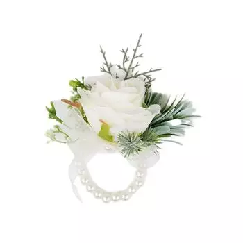Pin Calla Collar Needle Bridegroom Brooch Pearl Corsage Bride Wrist Flower Wedding Floral Wristlet white-wrist flower