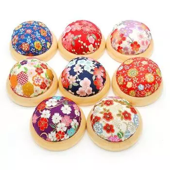 Pin Cushion Pack Handmade Fabric DIY Cross Stitch Tool Embroidery Pin Pack Log Base Pin Color Beads Storage Default
