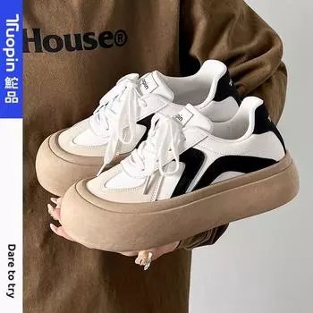 Pin Dexun Shoes Women s Autumn and Winter 2024 New Versatile Casual Board Shoes Bread Platform Round Head White Shoes Fluffy Shoes 35
