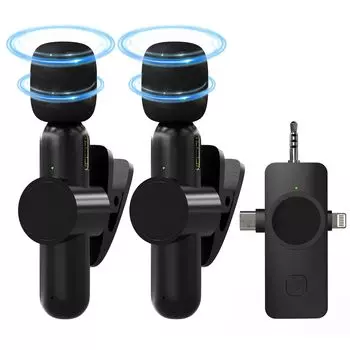 Pin Microphone, 360° Sound Pickup, Instant Connection, Smartphone Microphone, Plug & Play, 99% Noise Reduction, 3-in-1 Receiver, Compatible with