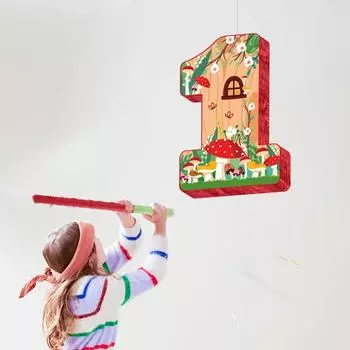 Пиньята в виде гриба на 1-й день рождения с палкой, повязкой на глаза и конфетти, украшение на день рождения для мальчика, девочки, детей, празднование годовщины рождения ребенка Sets