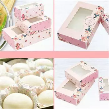 Pin Rose 10Pcs Sweet Beautiful Wedding Party Cup Cake For 2/4/6 Cake Case Cupcake Windowed Boxes 2