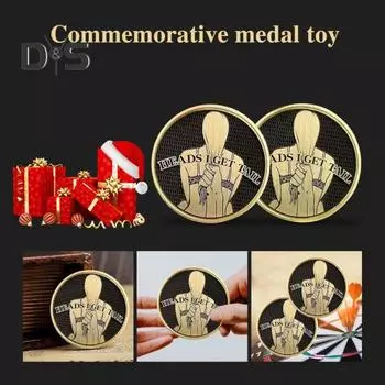 Pin Up Girls Coin Funny Eagle And Tails Coins And Tails Coins Get Tails Get Head Sexy Coin Funny Prank Gifts for Men Women Date Night 1pc золотистый