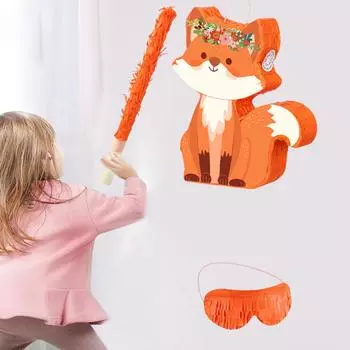 Pinata Centerpieces Girls Boys Kids with Blindfold, Banging Stick and Confetti for Wedding School Carnival Anniversary Halloween оранжевый