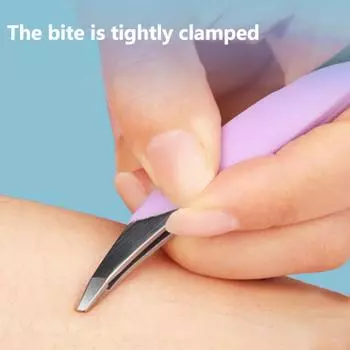 Пинцет для бровей из нержавеющей стали с мягкой рукояткой, точный пинцет для удаления вросших волос на лице, выщипывания волос, ежедневный косметический инструмент one size
