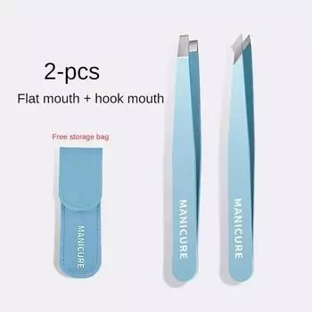 Пинцет для бровей, красочные волосы, красота, съемник тонких волос, наклонные зажимы для бровей из нержавеющей стали, инструменты для удаления макияжа WY9195 Sky Blue 4PCS