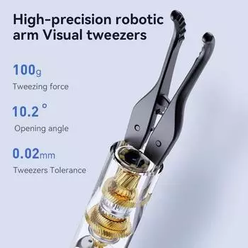 Пинцет для чистки ушей с камерой, удаление ушной серы, отоскоп с подсветкой, силиконовая ложка для чистки ушей 3,2 мм, видимый пинцет для чистки ушей чёрный