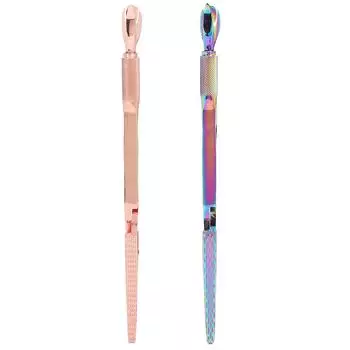 Пинцет для дизайна ногтей из нержавеющей стали, толкатель для кутикулы, пинцет для формирования накладных ногтей, инструменты для дизайна ногтей Rose Gold