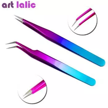 Пинцет для дизайна ногтей, пинцет для дизайна ногтей из нержавеющей стали, набор для подбора страз, градиентные щипцы, зажим для наращивания ресниц curved